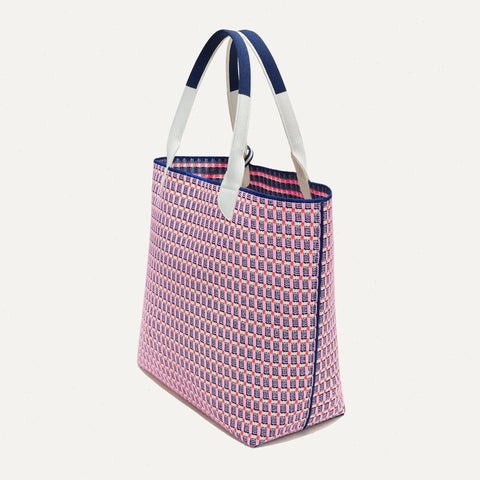 The Lightweight Tote - Navy and Pink Checkers