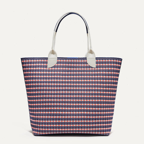 The Lightweight Tote - Navy and Pink Checkers