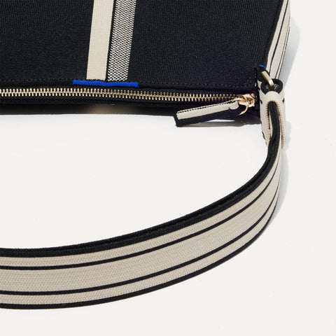 The Casual Crossbody - Black and Ivory Stripe