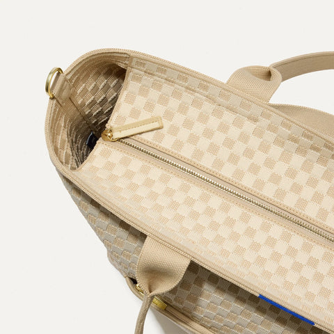 The Zip Travel Tote - Parchment Basketweave