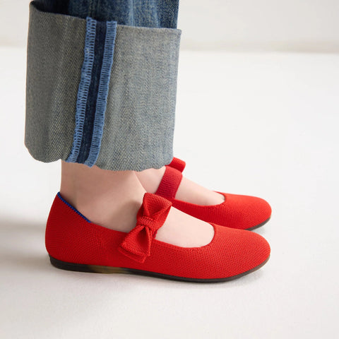 The Kids Tux Bow Mary Jane - Bright Red